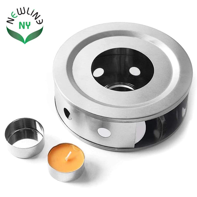 NEWLINE NY NewlineNY Stainless Steel Coffee Tea Warmers, Dual 6 Inches Circular Herb Tea Light Food Warmer Set (Candle not Included) - Image 5